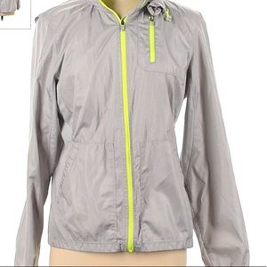 grey reflecting rain jacket